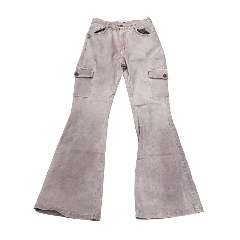 Pink Flared Cargo Pants Women Size 40 By Brownie Made In Spain Cotton Blend